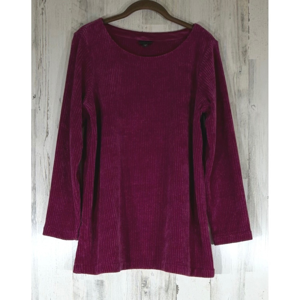 J Jill Tunic Medium Magenta Wide Wale Corduroy Ribbed Knit Soft Jewel Tone Cozy